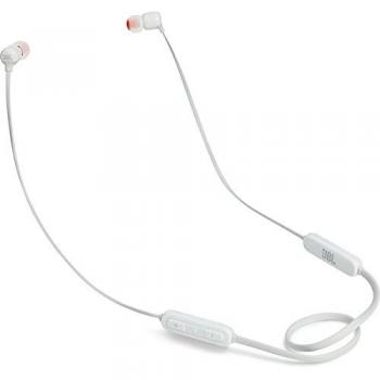 JBL T110BT - Auriculares inalámbricos instáurales con Pure Bass y mando a distancia con micrófono, color blanco