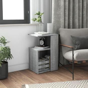Mesa auxiliar de madera contrachapada 36x30x56 cm en colores Blanco, Negro y Roble Sonoma