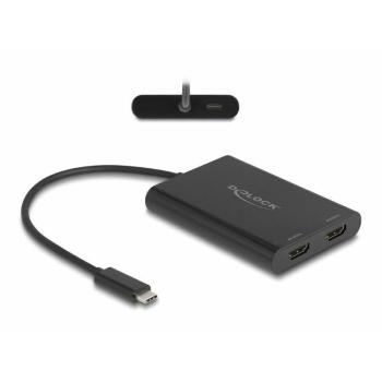 Adaptador USB-C a 2 x HDMI 4K 60 Hz con DisplayLink y USB PD - Negro, 20 cm