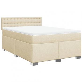 Cama box spring suave con colchón de tela color crema 140x200 cm