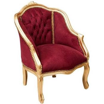 Sillón Vintage Francés Luigi XVI en Madera Maciza de Haya, Acabado Dorado - 80x57x63 cm