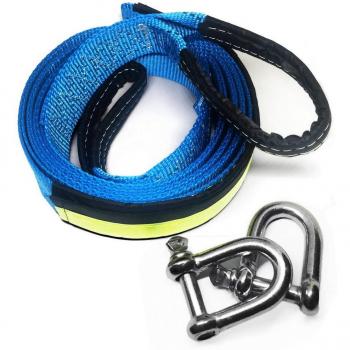 5CM x 5M (8 Ton) MAIKEHIGH Kit de correa de remolque de recuperación para recuperación y remolque en carretera Heavy Duty Poliéster Resistente a la intemperie Extremos en forma de bucle reforzado 2 ganchos de seguridad