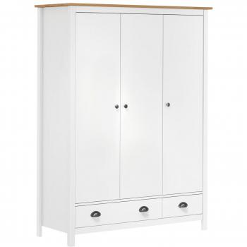 Armario de 3 puertas Hill en madera de pino blanco 127x50x170 cm