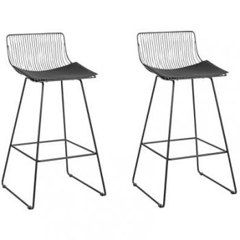 Conjunto de 2 Sillas de Bar Altas de Metal Negro con Asiento de Piel Sintética Fredonia