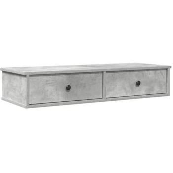 Estante de Pared con Cajones de Madera Contrachapada Gris Hormigón 100x37,5x19 cm