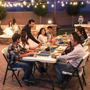 Mesa Plegable Lifetime Ultrarrresistente Blanca de Acero y Plástico, Medidas 182 x 76 x 73,5 cm, Ideal para Jardín, Terraza, Eventos y Catering