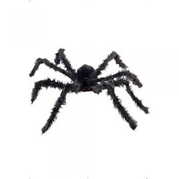 Smiffys-23146 Araña Peluda Gigante, con Ojos Que se encienden y Patas Flexibles, 102cm, Color Negro, No es Applicable