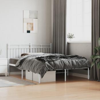 vidaXL Metal Bed Frame without Mattress with Headboard White 135x190cm