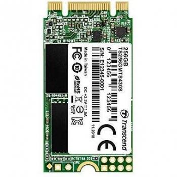 Transcend M.2 SSD 430S 256GB Internal Solid State Drive (SSD) 3D TLC NAND with DRAM Cache, M.2 2242 form factor, SATA III interface, up to 6 Gb/s transfer