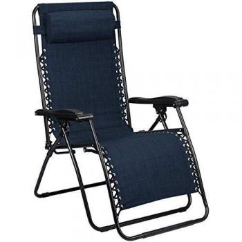 Abbey Camp® Marine Blue Camping Lounge Chair IV 90 x 65 x 112 cm