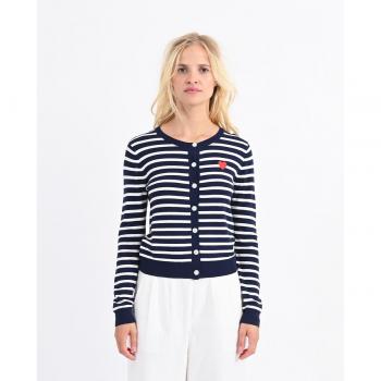 Chaqueta de mujer a rayas marineras azul y blanco