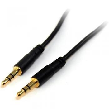 StarTech.com 1 ft Slim 3.5mm Stereo Audio Cable - M/M (Gold Plated Connectors - Male/Male)