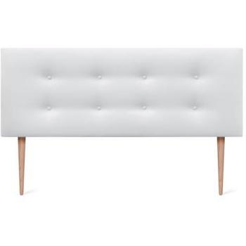 Cabecero Tapizado de Polipiel Blanco Aqualine con 2 Hileras de Botones y Patas (150x105cm)