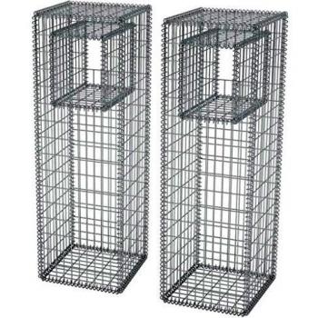vidaXL 2x Jardineras Postes Arriate de Gaviones Rectangular Acero Galvanizado