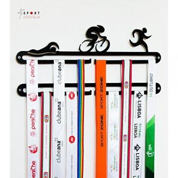 Medallero Colgador Doble para Medallas triatlón en Negro - Porta medallas para Triatleta - Triathlon Medal Holder Display Hanger
