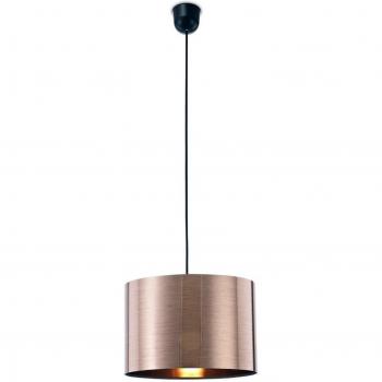 Lámpara colgante Dako Black de 1 bombilla E27, pantalla cilíndrica de cobre metálico, dimensiones 29 cm de diámetro y 20 cm de altura