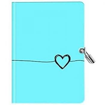 Senfort 140 fogli Agenda con lucchetto, 14 cm larghezza x 19 cm altezza, 1 turchese
