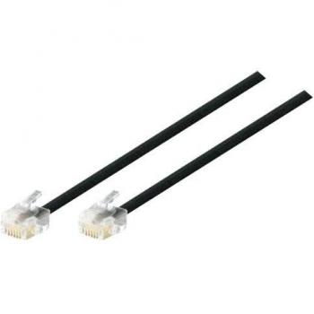 TPFNet Cable Modular Telefónico - 2X RJ11 Conector - 4-Polos - Negro - 3m