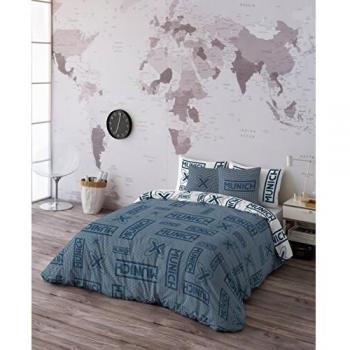 Munich Cuadro Vichy Funda Nórdica, Algodón, Blanco, Azul, 150 cm