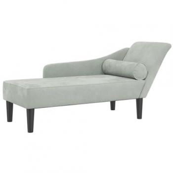 Sofá diván con cojines terciopelo gris claro, sofá tapizado, chaise longue silla, tumbona para salón