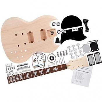 Kit de Guitarra Eléctrica Rocktile DIY Double Cut - Estilo Double Cut - Cuerpo de Caoba - Mástil de Caoba Atornillado - Diapasón de Blackwood
