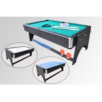Mesa de juegos 4 en 1 plegable Air Hockey – Ping Pong – Billar con bandeja dinatoire