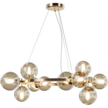 Lámpara colgante moderna Maytoni Dallas, 11 luces, dorado/ámbar, pantalla de coñac, tipo G9