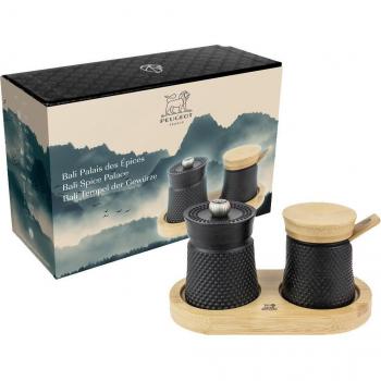 Bali Black Cast Iron Pepper Mill and Salt Cellar Set