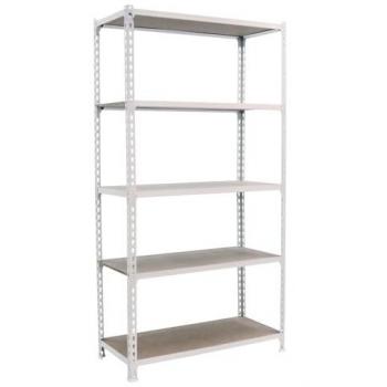 Estantería Metálica SimonRack Plus 5 Baldas de Madera, 2000x1000x500 mm, Soporta 150 kg por balda, Incluye Funda, Blanco/Madera