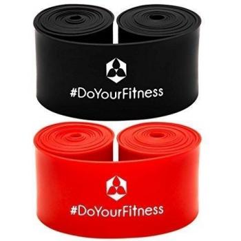 [2x] Set Ahorro de venda elástica compresiva »Herculexx« / 1mm & 1,2mm / Vendaje de compresión y recuperación de #DoYourFitness para reforzar los músculos y las articulaciones / Colores: negro y rojo