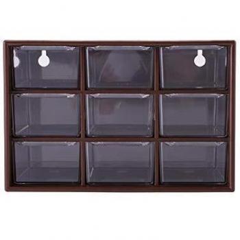 Fdit 9 Cajones de Almacenamiento de Escritorio Portátil de Plástico 9 Enrejados Mini Gabinetes Cajón Joyería Cosmética Socialme-EU