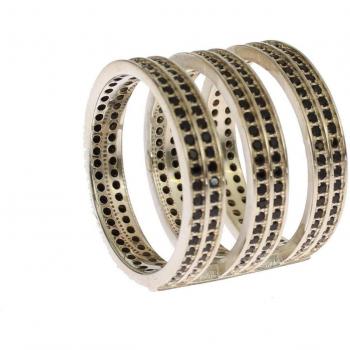 Nialaya Black CZ 925 Sterling Silver Women's Ring - EU54 | US7