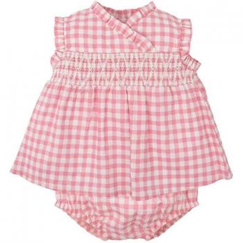 Conjunto de Jesusito de bebe niña en cuadros vichy con braguita a juego