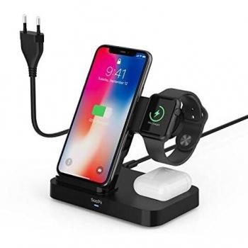 SooPii Cargador inalámbrico, 15W 4 en 1 Cargador Inalámbrico Rápido para lPhone 13/12/11/XR/, Samsung y más