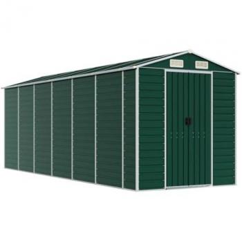 Green Garden Shed 191x555x198 cm Galvanised Steel