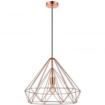 Lámpara colgante de techo Telford en cobre con 1 luz, tipo E27