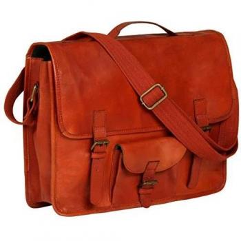 vidaXL Maletín Ordenador Portátil Cuero Real Marrón Maleta Computador Laptop