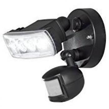Konstsmide Prato - Lámpara de Pared con Sensor de Movimiento PIR y ángulo Ajustable, 4 W LED de Alta Potencia, tamaño pequeño, Aluminio Negro