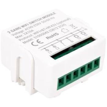 Relé inteligente WiFi de 2 interruptores/conmutadores | Conectividad 2.4 GHz + Bluetooth | Compatible con Alexa y Google | Aplicación Smart Life y Tuya | Soporta iluminación LED hasta 150 W