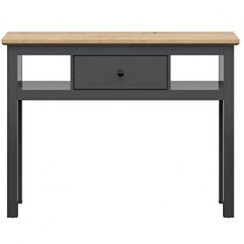 Consola 1 cajón estratificada gris antracita y madera