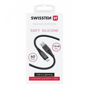 Cable de datos de silicona USB / Lightning 1.5 m 60W negro