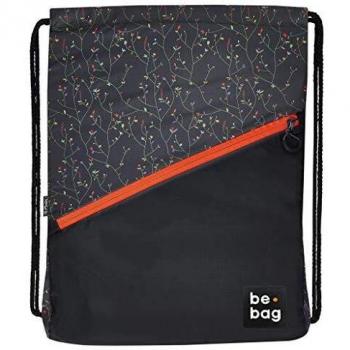 Mochila Bombonera be.daily de Poliéster con Cierre a Cordoncito, Diseño Floral Negro y Rojo