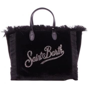 Bolso de mano mini negro MC2 Saint Barth con strap ajustable y flecos