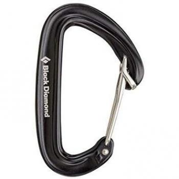 Mosquetón Black Diamond Oz Plateado y Negro - Mosquetón de aluminio ultraligero, diseño en forma de D, cierre de rosca, capacidad de carga de 22 kN, peso de 42 g, ideal para escalada