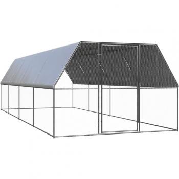 vidaXL Outdoor Chicken Cage 3x8x2 m Galvanised Steel