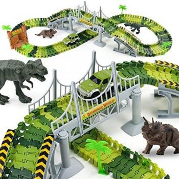 Dinosaurios Juguetes Coches de Juguetes Flexible Pista de Coches para Niños Circuito Coches Juguetes Regalo Juegos Educativos Juguetes Niños 3 4 5 6 Años