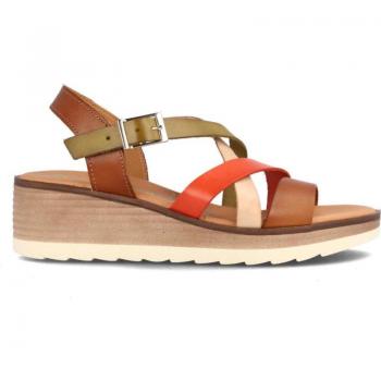 Sandalias para mujer Marila con cuña media en piel Jennifer multiavellana