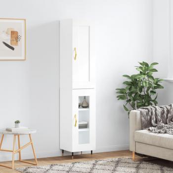 Aparador alto de madera multicapa blanco 34,5x34x180 cm