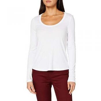 PIECES PCKAITLIN LS U-Neck Top CP BC Camiseta, Blanco Brillante, XS para Mujer