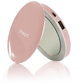 HYPER Perla compone el Espejo Compacto y USB Batería Recargable - Rose